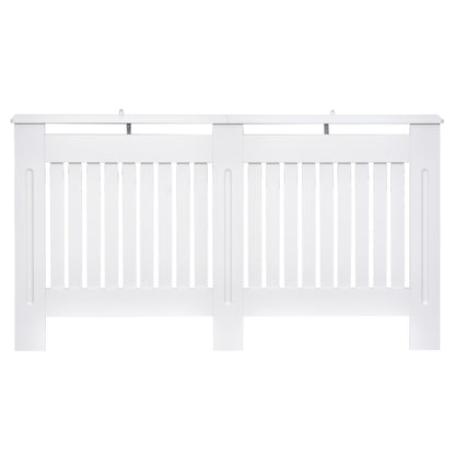 HOMCOM Slatted Radiator Cover Painted Cabinet MDF Lined Grill in White (152L x 19W x 81H cm) 