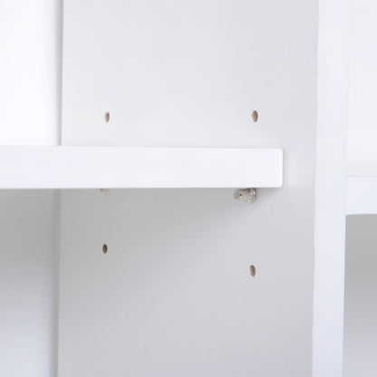 HOMCOM Sideboard Bookshelf Free Standing Bookcase Shelves Unit Display Storage Cabinet w/ Adjustable Shelves, Wooden Leg, Two Doors, White 
