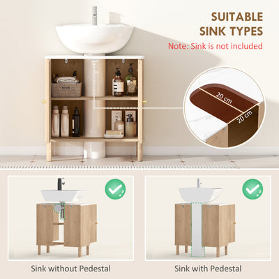 HOMCOM Under Sink Bathroom Cabinet for Basin without or with Pedestal - Oak 