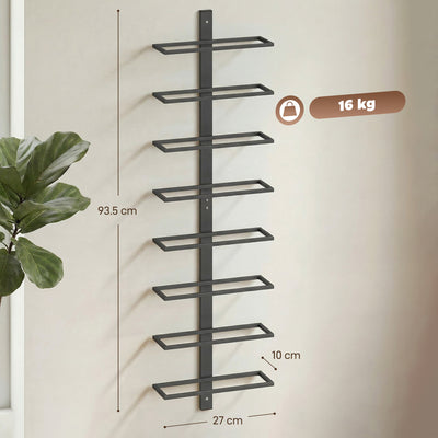 HOMCOM Wall Mounted Wine Rack, 8 Tier Metal Wine Display Rack, Storage Holder for Kitchen, Black 
