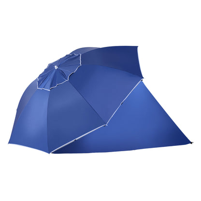 Outsunny 2m UV Protection Fishing Beach Umbrella Brolly Shelter w/ Side Panel Tent Blue 