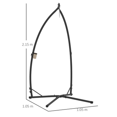 Outsunny Hammock Chair Stand Only, Hanging Chair Stand with X-Shape Base, Heavy Duty Steel Single Hammock Egg Swing Frame for Indoor Outdoor, 150 KG Load Capacity Black 