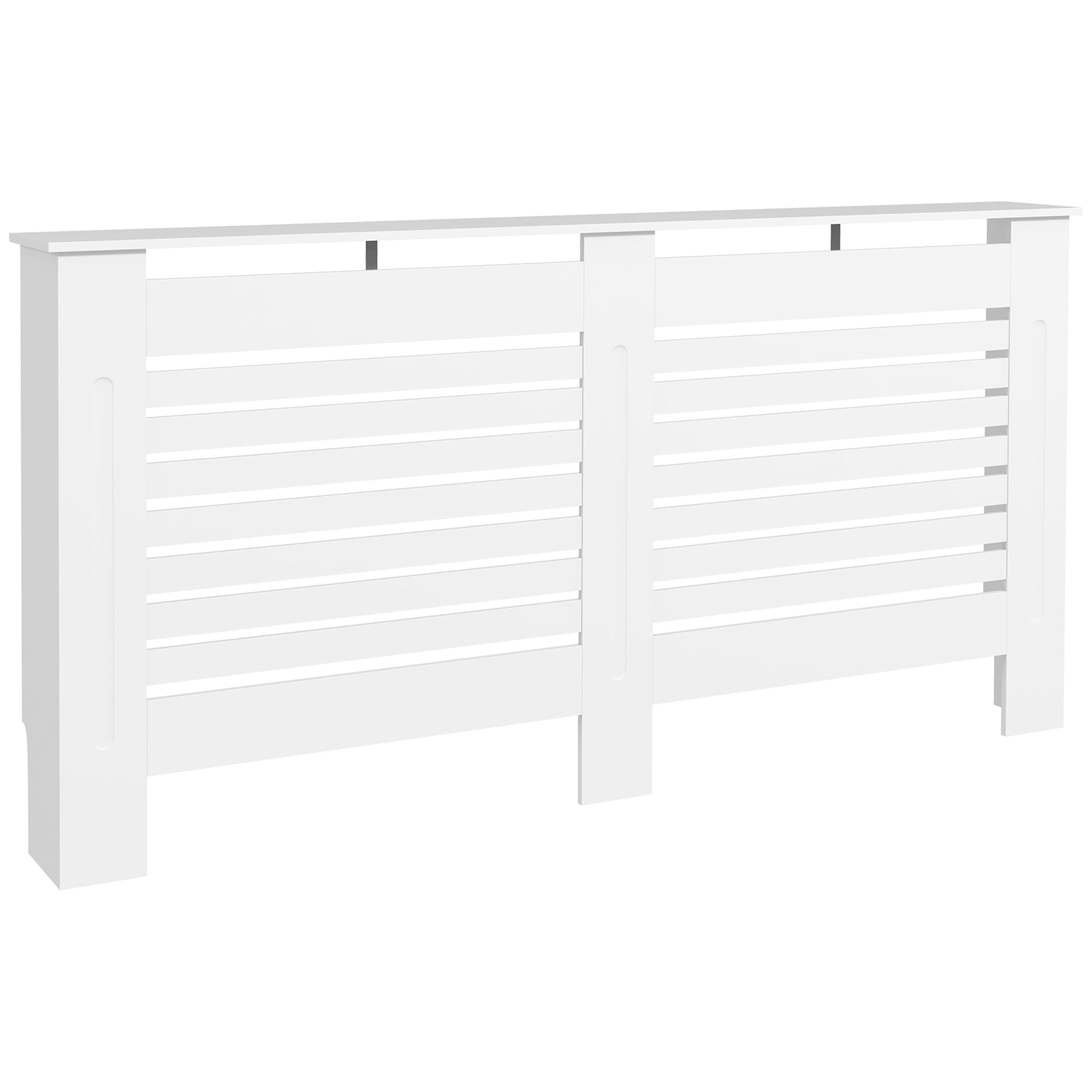 HOMCOM Radiator Cover, Modern MDF White Painted Cabinet with Horizontal Slats for Living Room, Bedroom, 152L x 19W x 81H cm 