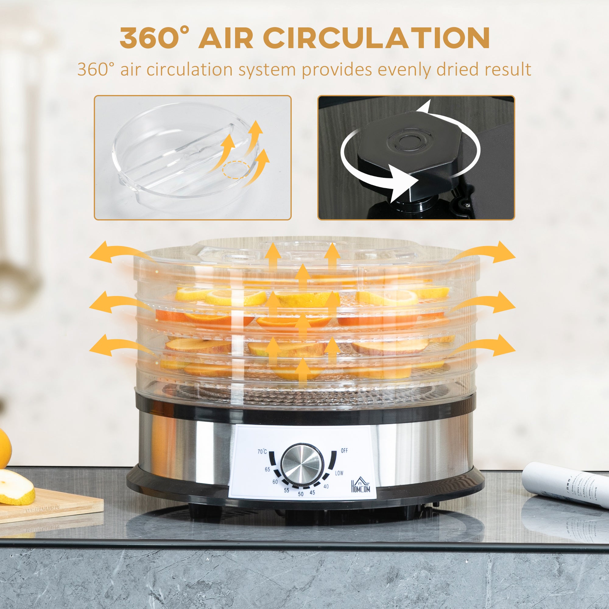 HOMCOM 40-70\'e2\'84\'83 Five-Tray Food Dehydrator