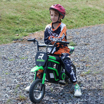 HOMCOM 24V Electric Motorbike with Twist Grip Throttle, Music, Horn, 12" Pneumatic Tyres, 16km/h Max Speed - Green 