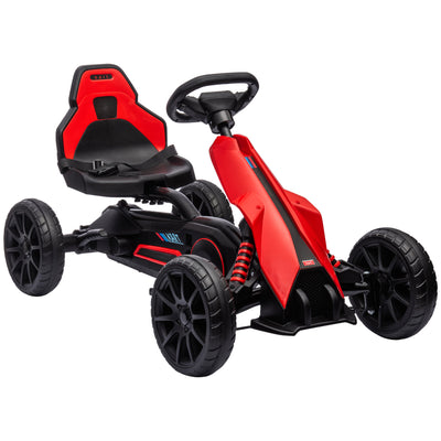 HOMCOM Kids Pedal Go Kart, with Adjustable Seat, EVA Wheels, Seat, Handbrake - Red 