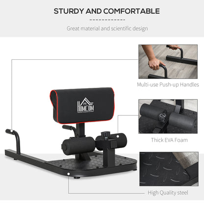 HOMCOM Squat Machine with Push Up Stand, Padded Hip Thrust Bench with Adjustable Cushion for Home Gym Work Out, Black 