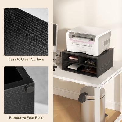 HOMCOM Three-Compartment Printer Storage Cabinet - Black 