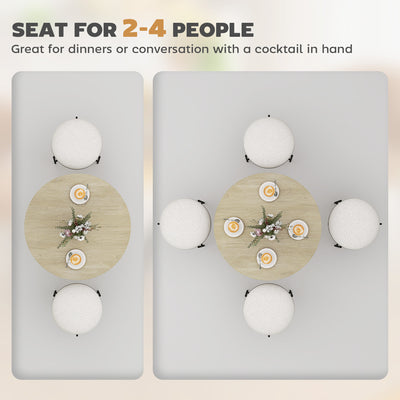 HOMCOM 80cm Industrial Round Dining Table - White Oak 