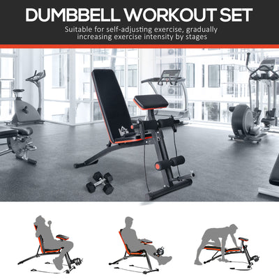 HOMCOM Adjustable Reclined Dumbbell Bench Weight Lifting Set Folding Sit Up Ab Bench Home Training Gym Multiuse Workout Exercise Fitness with 2 x 4kg Dumbbells 