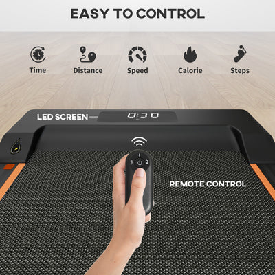 SPORTNOW 2.5HP Walking Pad, 1-6km/h Folding Treadmill with Remote Control and LED Display for Home Gym Office, Orange 
