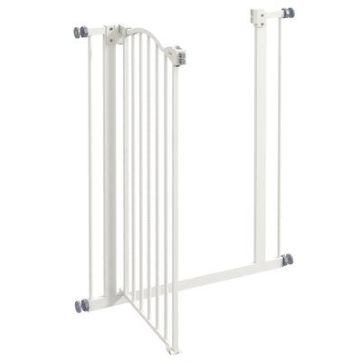 PawHut Pressure Fit Dog Stair Gate No Drilling Safety Gate Auto Close for Doorways, Hallways, 74-80cm Adjustable, 94cm Tall, White 