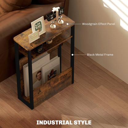 HOMCOM Industrial-Style Side Table - Black/Brown 