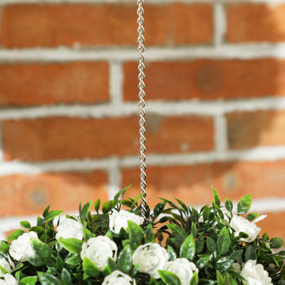 HOMCOM Set of 2 Decorative Artificial Plants, UV-protected Artificial Plant Topiary Rose Balls, Fake Plants for Home Indoor outdoor Decor, 28cm, White 