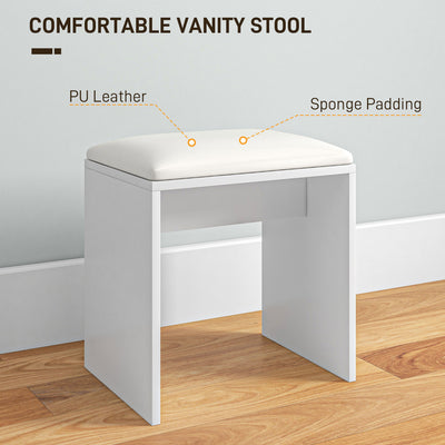 HOMCOM Dressing Table with Mirror and Stool, Vanity Table, Modern Makeup Desk with Drawer, Storage Cabinet and Adjustable Shelf for Bedroom, White 