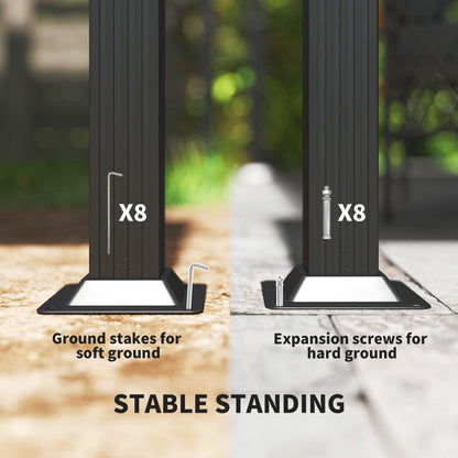 Outsunny 3 x 4m Aluminium Pergola, with Retractable Roof - Grey/Khaki 