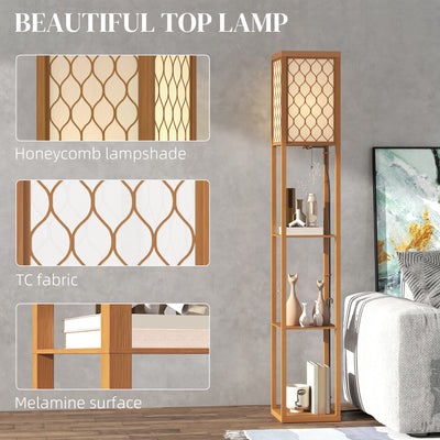HOMCOM Three-Shelf Standing Lamp - Natural 
