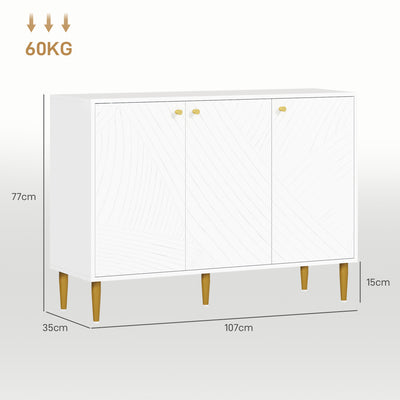 HOMCOM Elegant Two-Cupboard Sideboard - White/Gold-Tone 