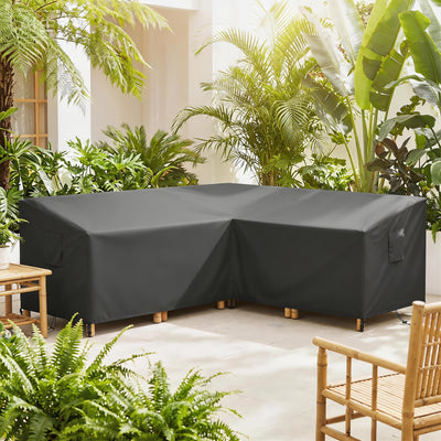 Outsunny V-Shaped Patio Furniture Cover, Waterproof Outdoor V-Shaped Sectional Sofa Cover, Anti-UV with Air Vent, Black 