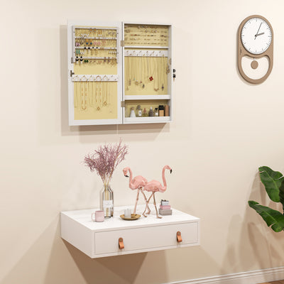 HOMCOM Jewelry Cabinet, Jewelry Storage Cabinet with Mirror, White 