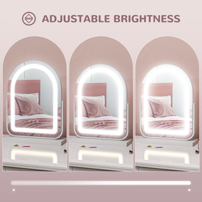 HOMCOM LED Vanity Mirror with Lights, 33 x 44.5cm Lighted Makeup Mirror with 3 Colour, 360\'c2\'b0 Rotation, Touch Screen, for Bedroom and Dressing Room, White