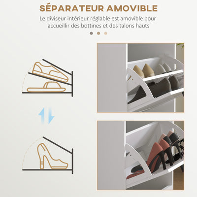 HOMCOM Three-Drawer Minimalistic Shoe Storage Cabinet, for 15 Shoes 