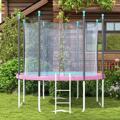 SPORTNOW 12FT Trampoline Spring Cover, Plastic Trampoline Pad Replacement with Elastic Cord, Waterproof, UV Resistant and Tear-Resistant, All-Weather Trampoline Accessories, Pink 