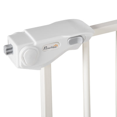 PawHut Dog Gate Stair Gate Pressure Fit Pets Barrier Auto Close for Doorway Hallway, 74-148cm Wide Adjustable, White 