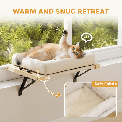 PawHut Cat Radiator Bed, Adjustable Hanging Cat Hammock with Removable and Washable Cushion for Indoor Cats, Cream White 