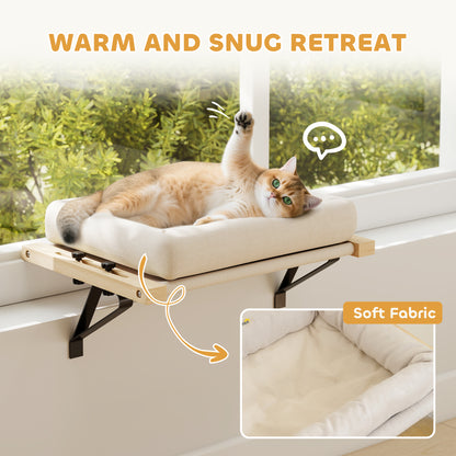 PawHut Cat Radiator Bed, Adjustable Hanging Cat Hammock with Removable and Washable Cushion for Indoor Cats, Cream White