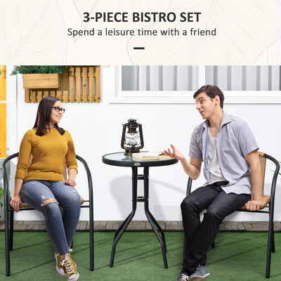 Outsunny 3 Pieces Rattan Bistro Set - Brown 