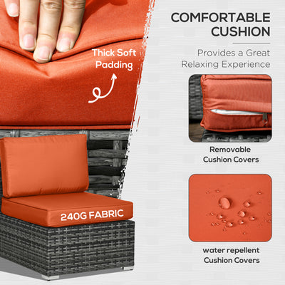 Outsunny Eight-Piece Rattan Sofa Set - Orange/Grey 