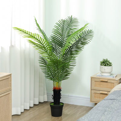 HOMCOM 150cm Artificial Areca Palm Tree with 12 PE Leaves, Decorative Artificial Plant with Plastic Pot and Flocked Soil, Fake Plant for Home Office Decor, Green 