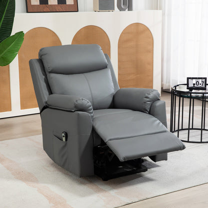 HOMCOM Faux Leather 70\'c2\'b0 Electric Riser Recliner Chair, Charcoal Grey 