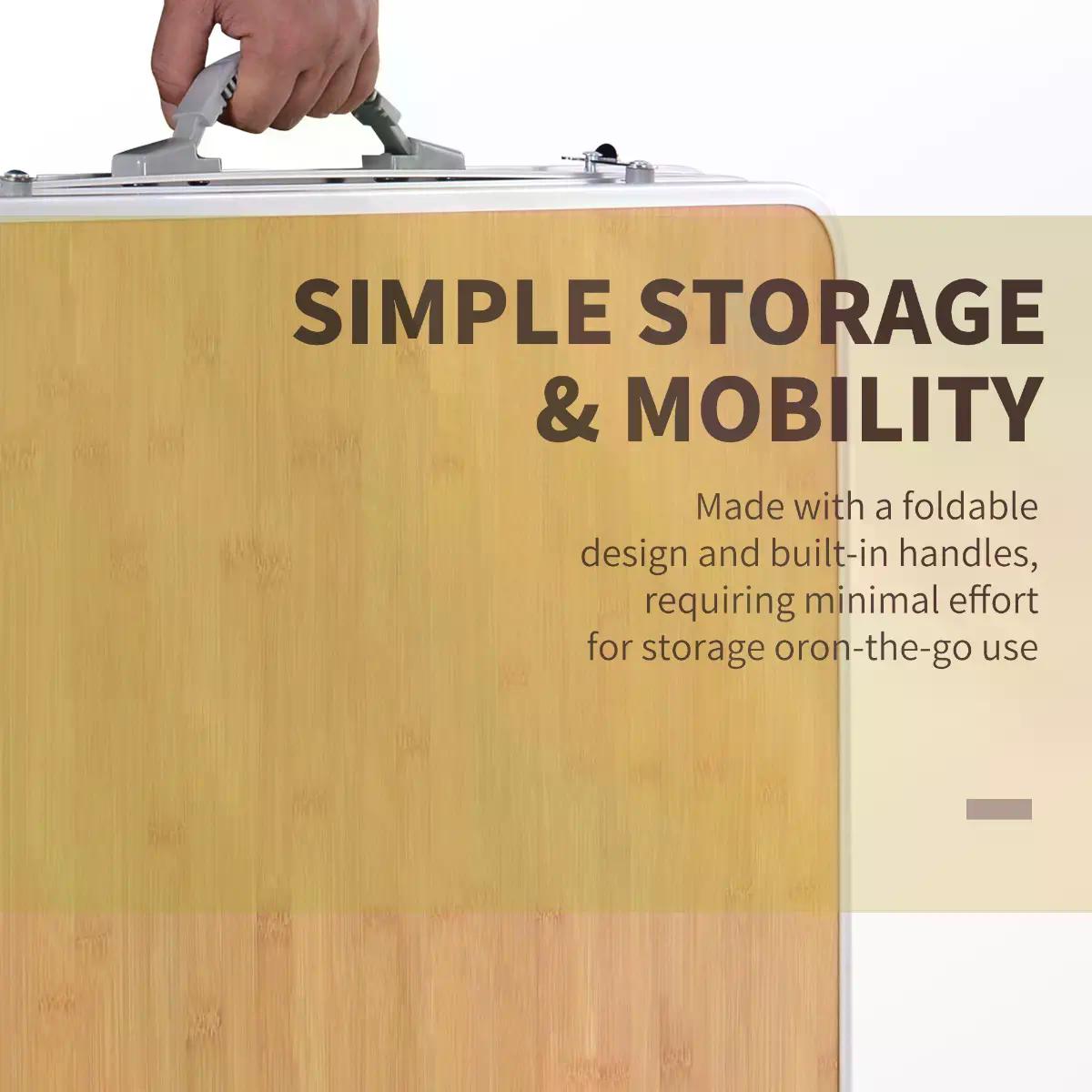 Outsunny 3ft Aluminium MDF-Top Folding Picnic Table Portable Camping Table 