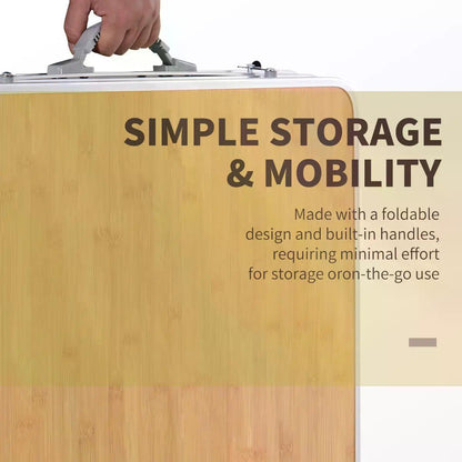 Outsunny 3ft Aluminium MDF-Top Folding Picnic Table Portable Camping Table 