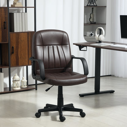 HOMCOM Swivel Executive Chair PU Leather Computer Desk Chair, Dark Brown 
