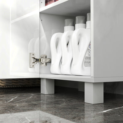 HOMCOM Tall Bathroom Cabinet, Freestanding Bathroom Cabinet with Adjustable Shelves and Double Doors 