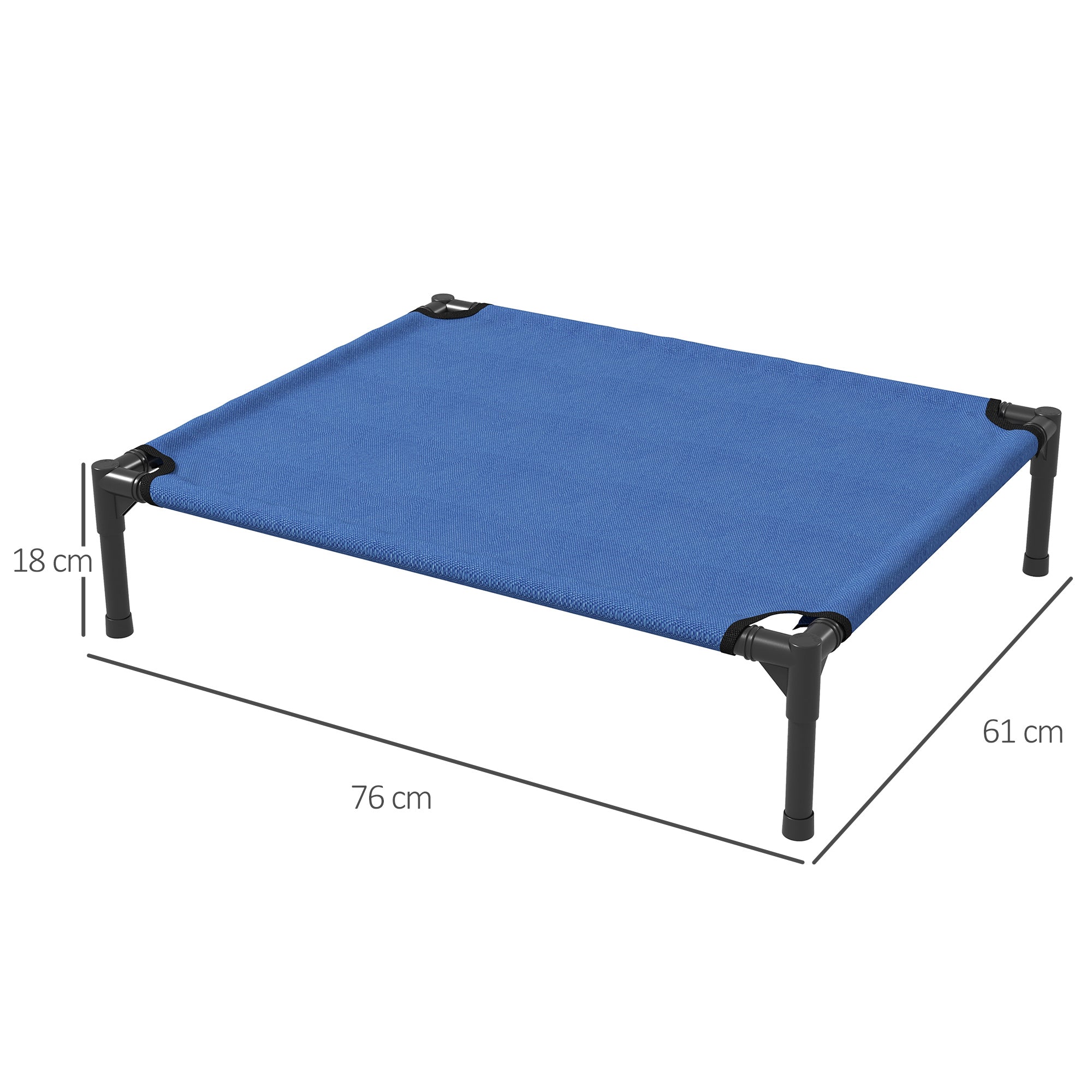 PawHut Raised Dog Bed Cat Elevated Lifted Portable Camping w/ Metal Frame Blue (Medium) 