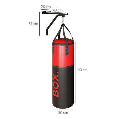SPORTNOW Unfilled Punching Bag Set with Boxing Bag Bracket, Boxing Gloves, Hand Wraps and 360\'c2\'b0 Swivel Hook 