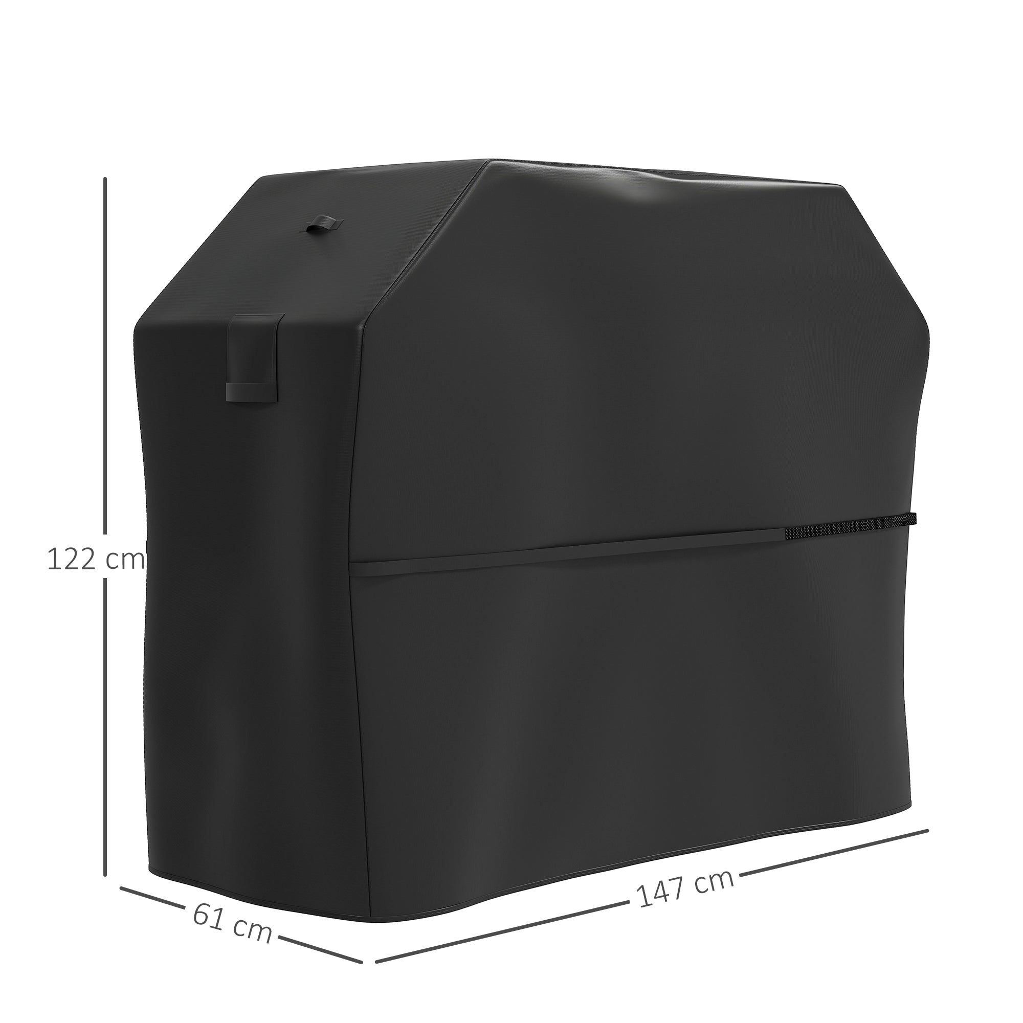 Outsunny BBQ Cover for Rectangular Gas Grill, 600D UPF30+ Oxford Fabric Barbecue Cover for Waterproof Protection Rip-Proof, with Windproof Hook and Loop Fasteners, Vents, 147 x 61 x 122 cm, Black 