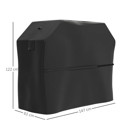 Outsunny BBQ Cover for Rectangular Gas Grill, 600D UPF30+ Oxford Fabric Barbecue Cover for Waterproof Protection Rip-Proof, with Windproof Hook and Loop Fasteners, Vents, 147 x 61 x 122 cm, Black 