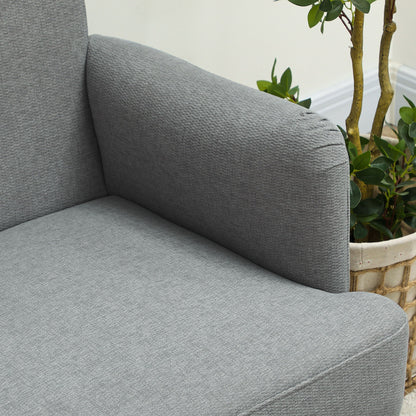 HOMCOM Velvet Feel Fabric 2 Seater Sofa, Small Sofa Loveseat with 21cm Thick Padding and Wood Legs, Grey 