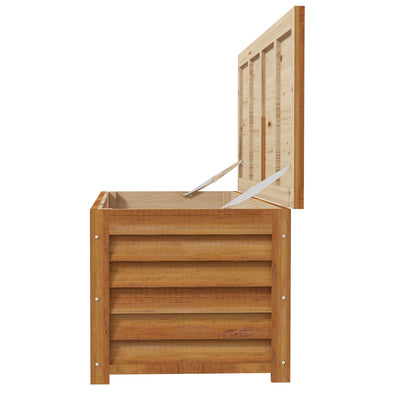 Outsunny 292L Outdoor Storage Box, Wooden Deck Box Garden Storage Container for Balcony, Porch, Poolside, Light Brown 
