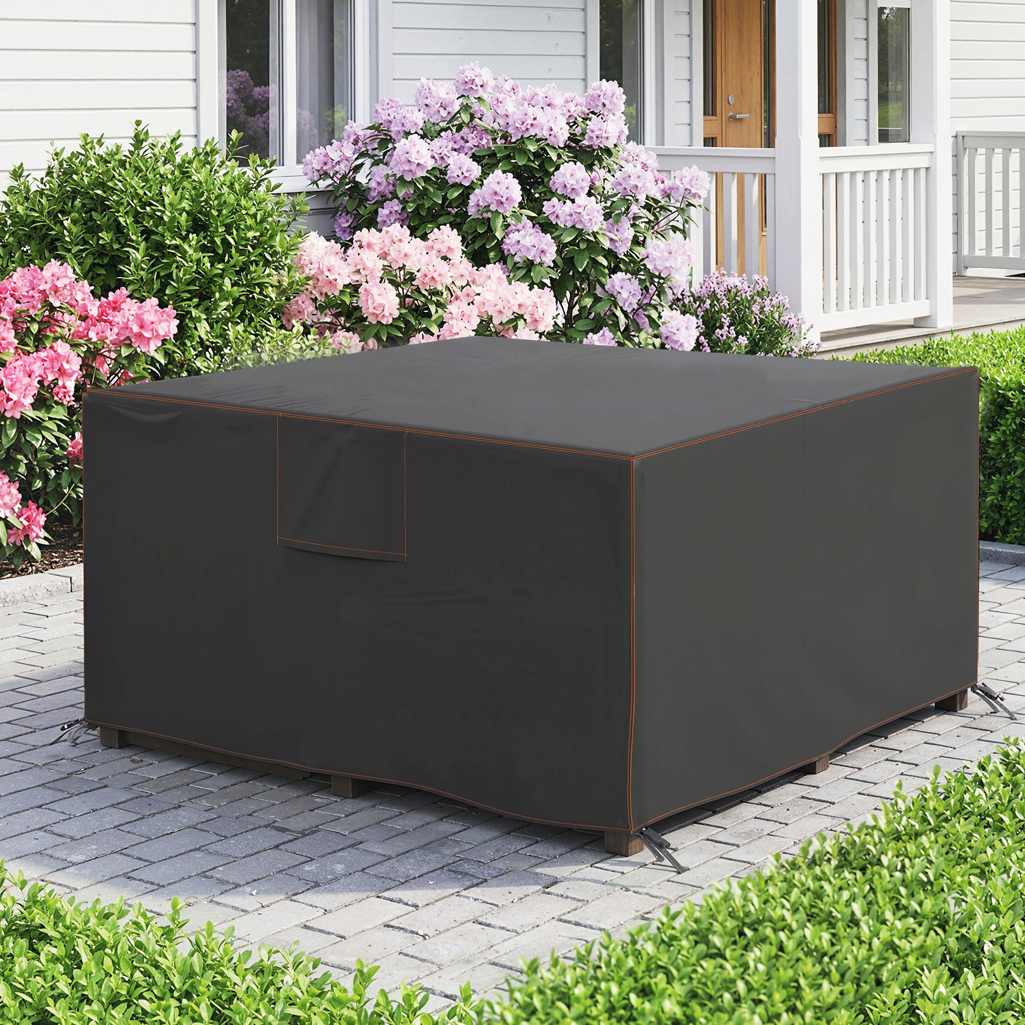 Outsunny Garden Furniture Cover, Waterproof Patio Furniture Cover with Air Vent, 420D Oxford Fabric, 125 x 125 x 74 cm, Black 