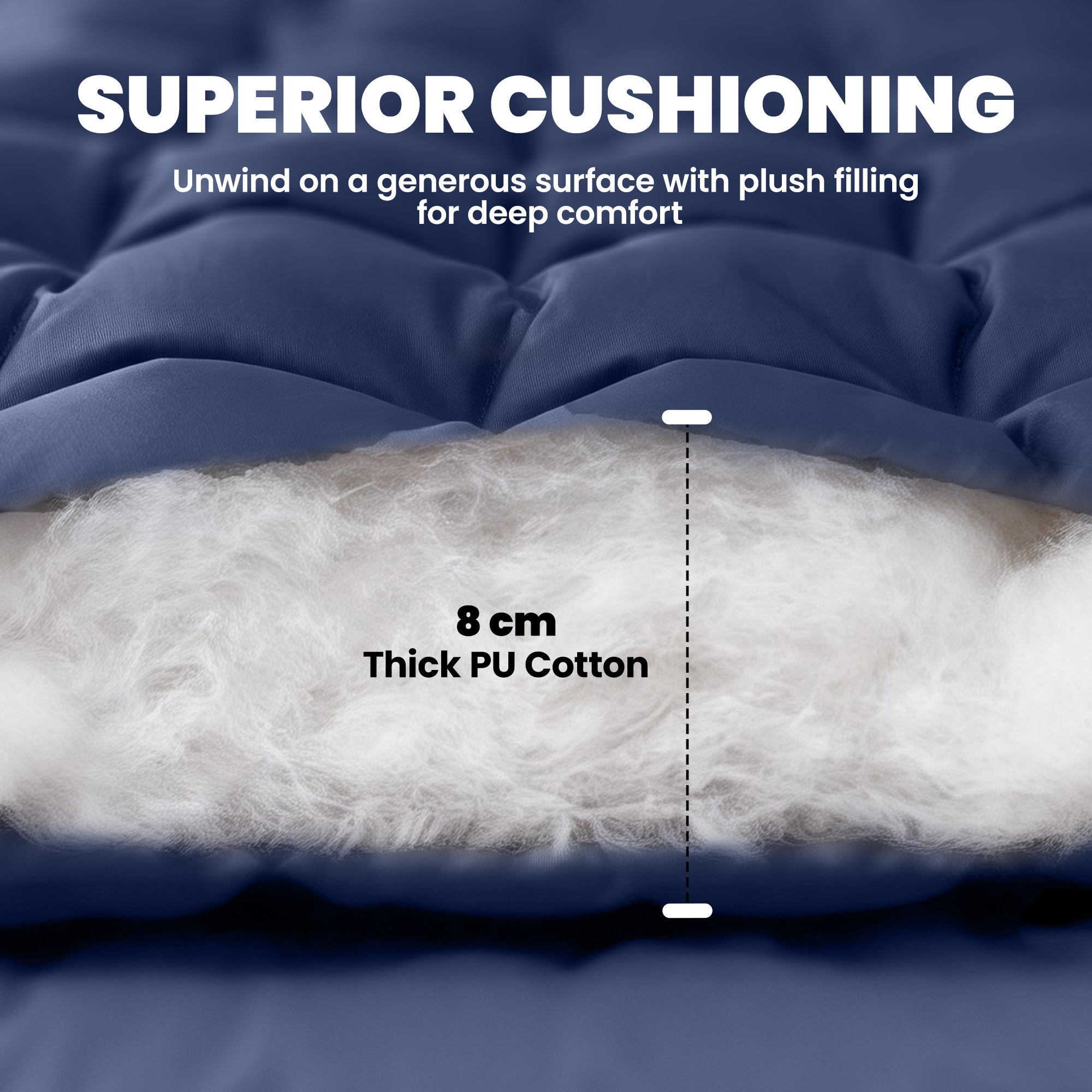 Outsunny Sleeping Mat, Foldable Camping Mattress Pad with Four Corner Elastic Straps, Dark Blue 