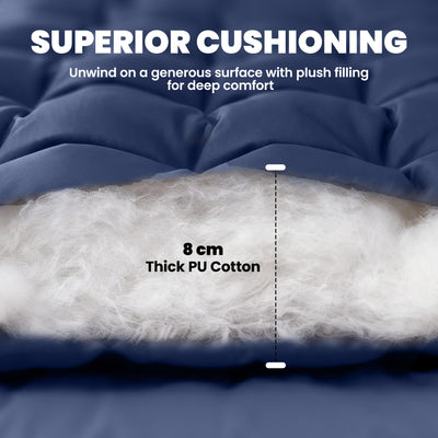 Outsunny Sleeping Mat, Foldable Camping Mattress Pad with Four Corner Elastic Straps, Dark Blue 