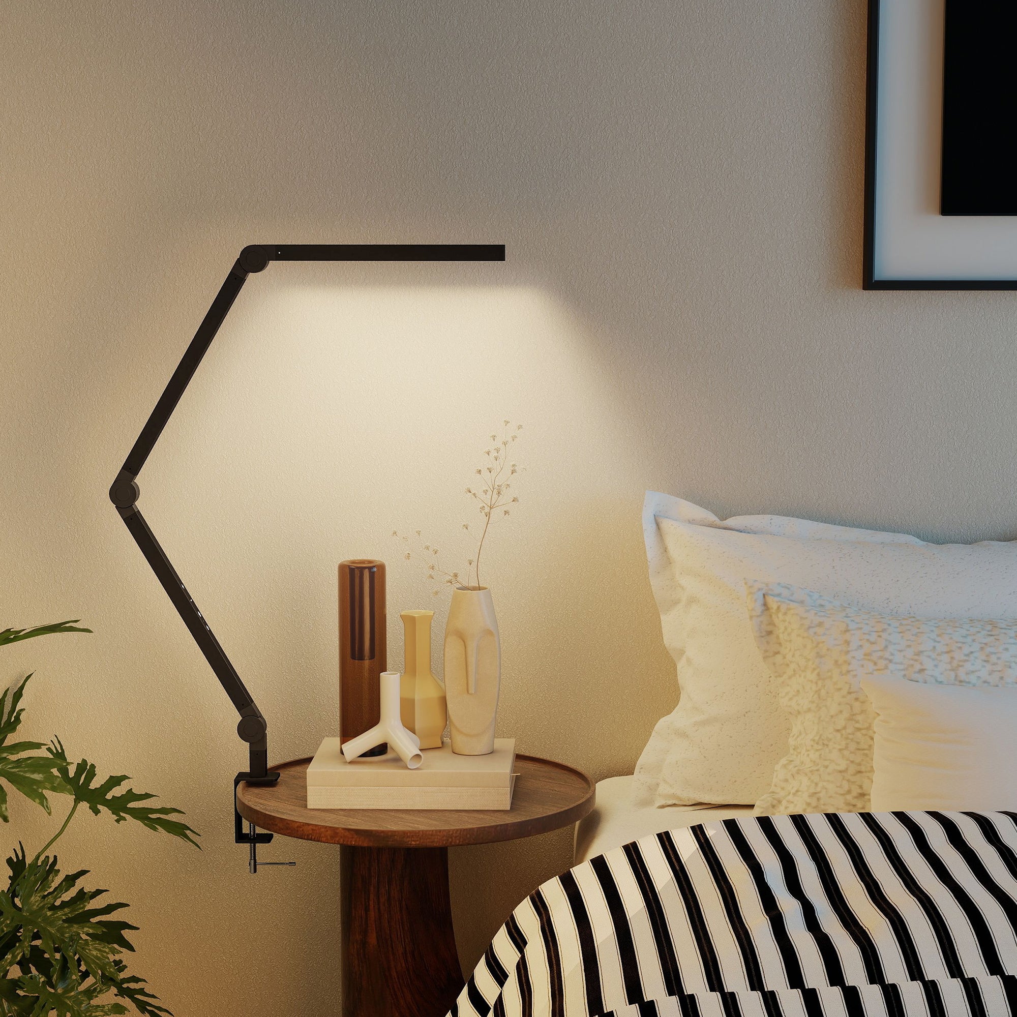 HOMCOM LED Desk Lamp, Dimmable Desk Light with Swing Arm and Clamp, Adjustable Eye-Caring Table Lamp with 2 Colour Modes & 5 Brightness Levels for Study, Drawing, Office, Architect, Task, Black 