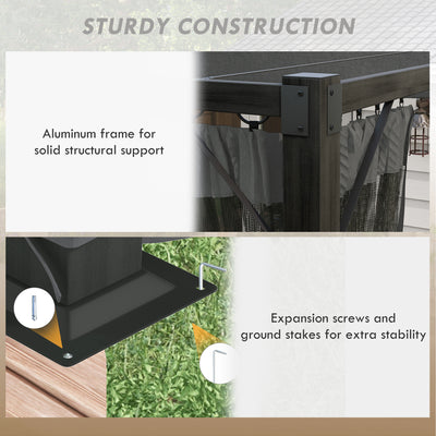 Outsunny 3 x 4m Aluminium Frame Pergola, with Retractable Roof - Dark Grey 