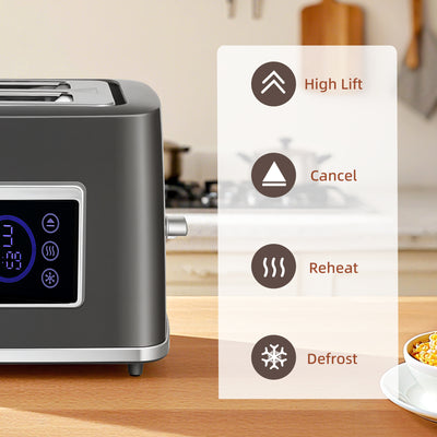 HOMCOM Touch Screen Kettle and Toaster Set - Grey 